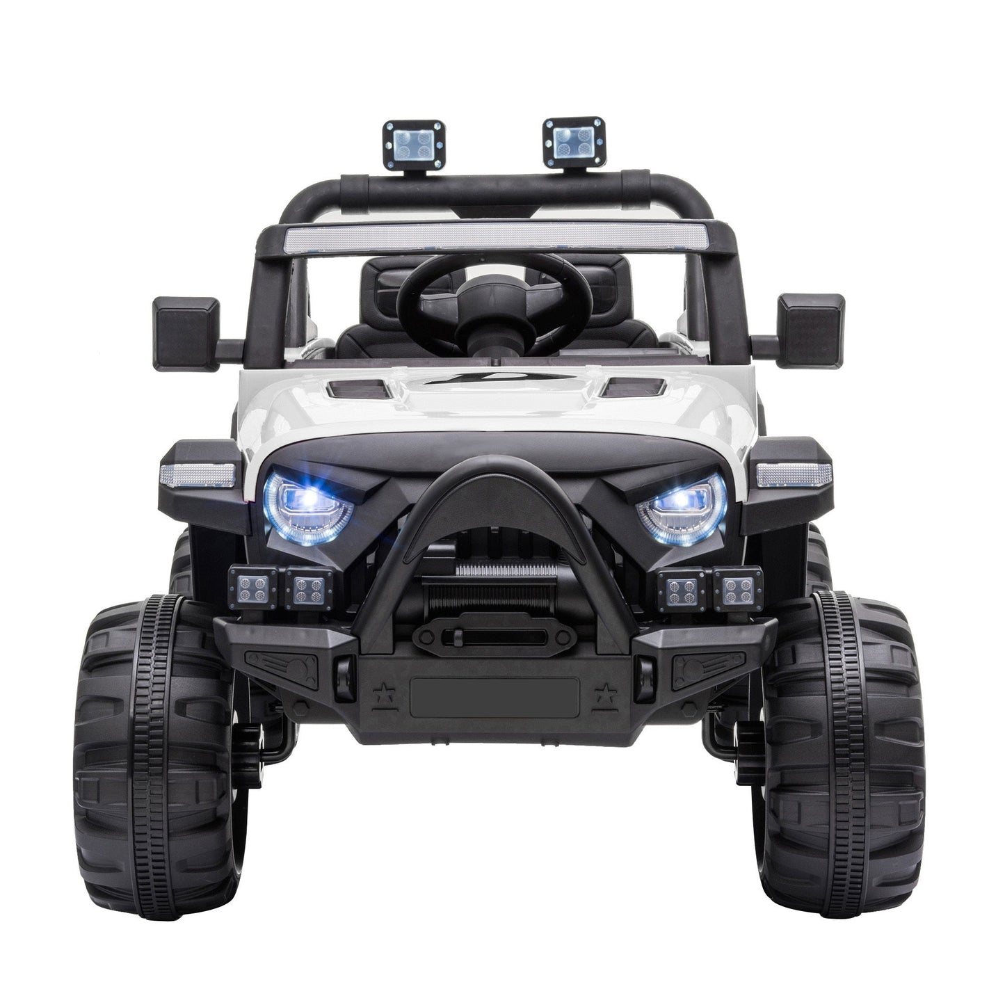 12V Electric Motorized Off-Road Vehicle, 2.4G Remote Control Kids Ride On Car, Head/Rear Lights, Music, Rear Spring Suspension, White