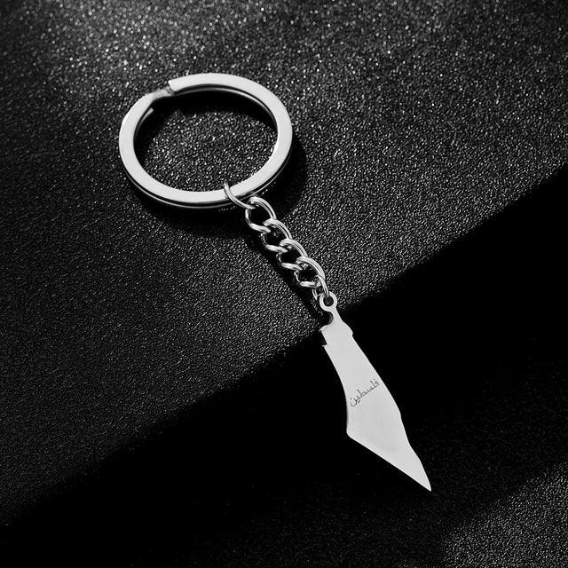 Palestine Map Pendant keychain For Women Men Gold Color Stainless Steel Palestinian Key Ring Charm Jewelry Patriotic Gift