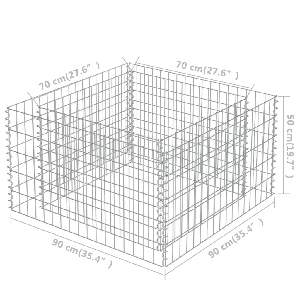 Galvanized steel gabion raised garden bed by American Smart, 35.4"x35.4"x19.7", suitable for landscaping and gardening projects.
