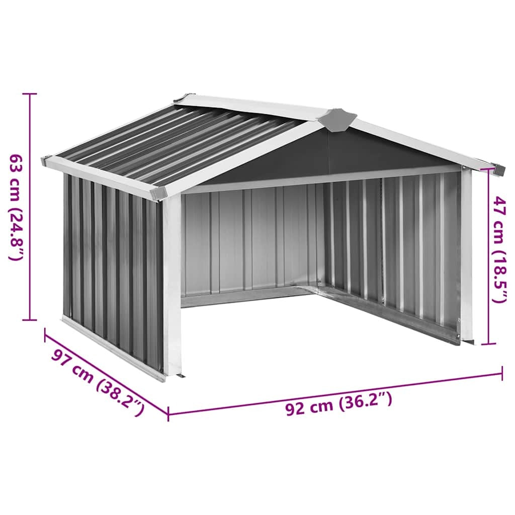 American Smart galvanized steel garden robot lawnmower shed in anthracite, measuring 36.2x38.2x24.8 inches, outdoor storage solution.