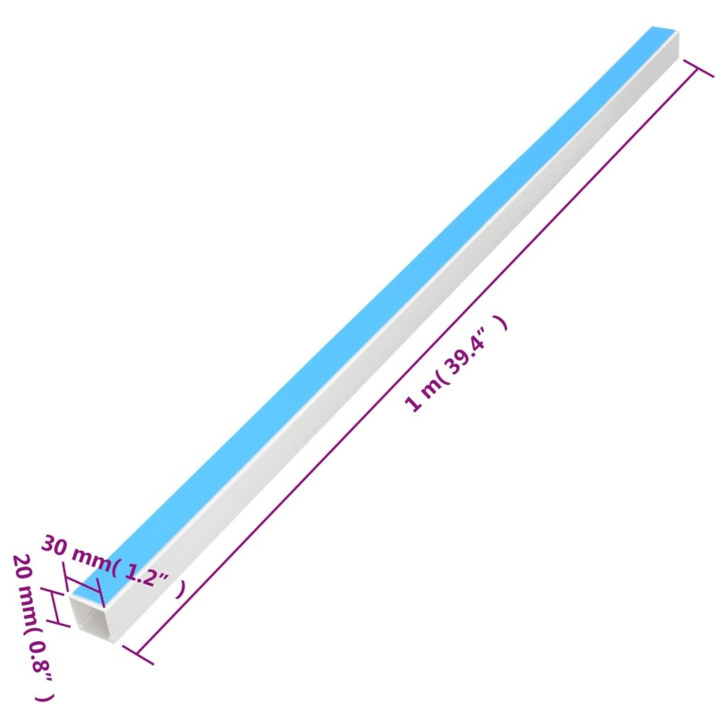 Self-adhesive PVC cable trunking in 1.2"x0.8" size, 98.4 feet long, ideal for organizing electronics cables, American Smart brand.