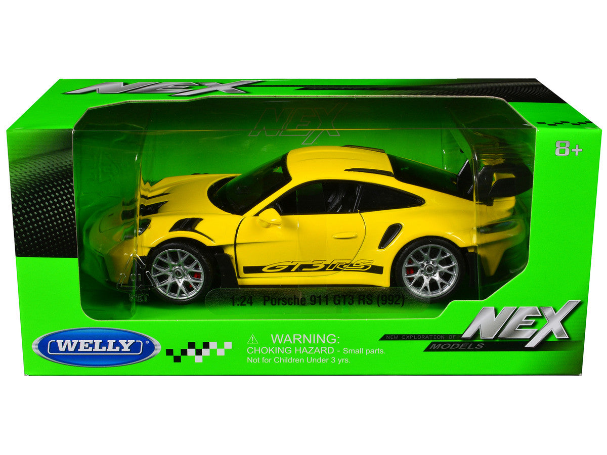 Porsche 911 GT3 RS (992) Yellow "NEX Models" Series 1/24 Diecast Model Car by Welly-2
