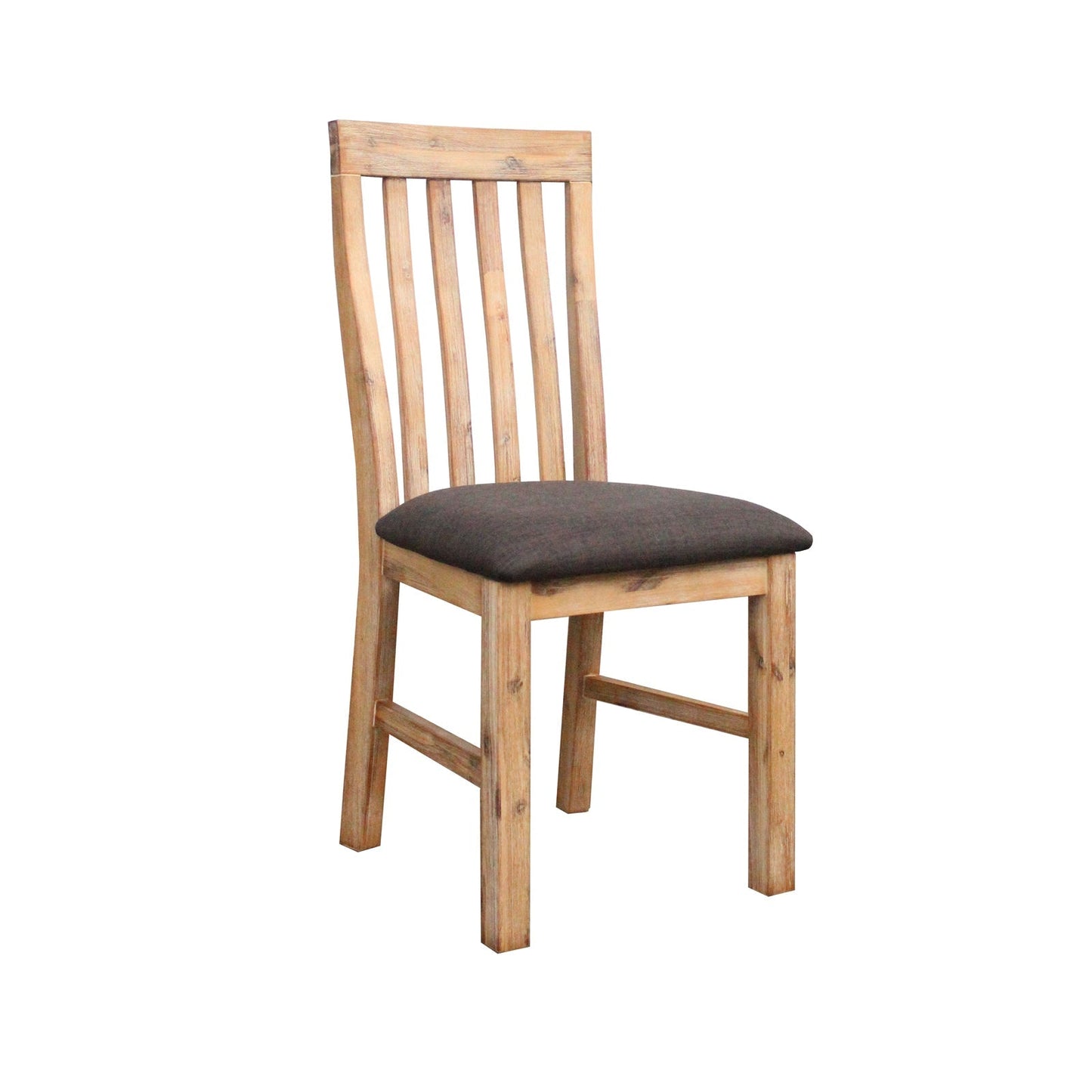 2x Wooden Frame Leatherette in Solid Wood Acacia & Veneer Dining Chairs in Oak Colour-4