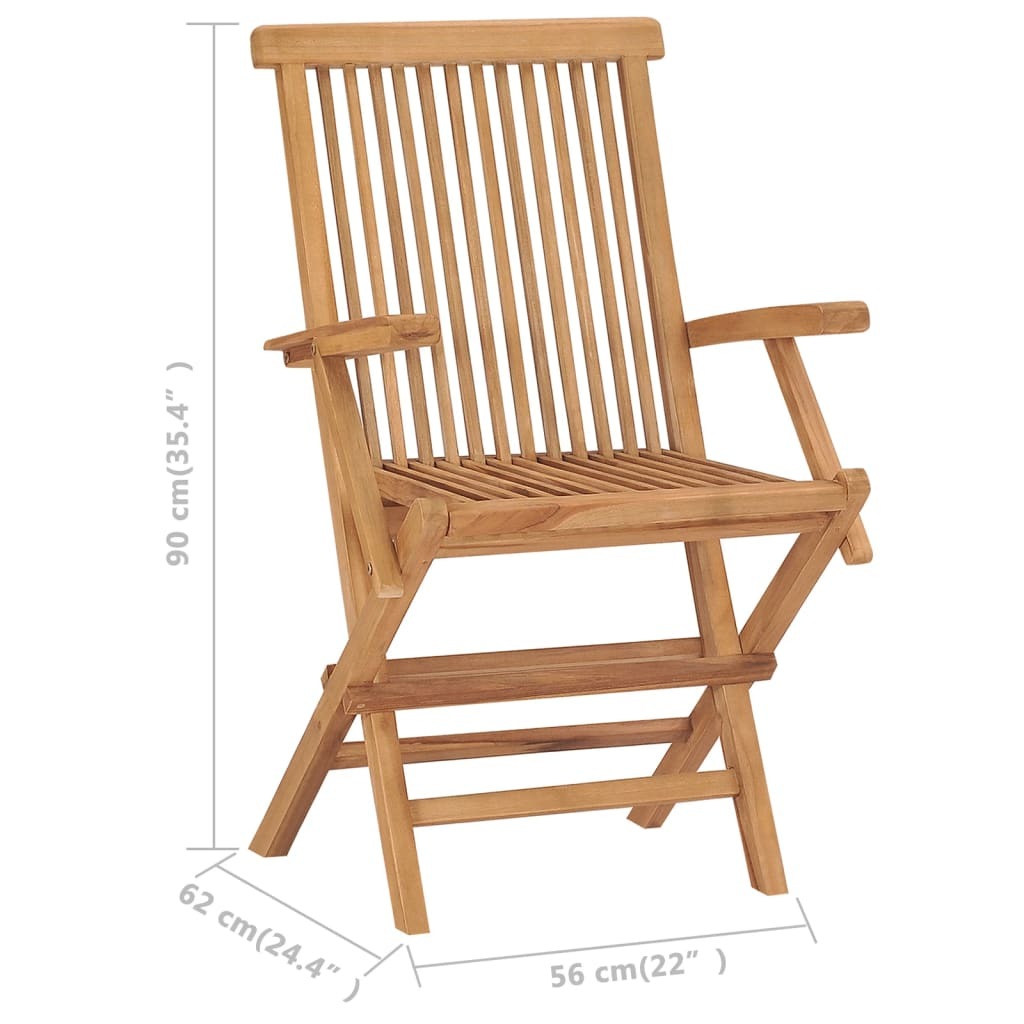 Set of three folding outdoor patio chairs made of solid teak wood by American Smart, ideal for garden or balcony seating.