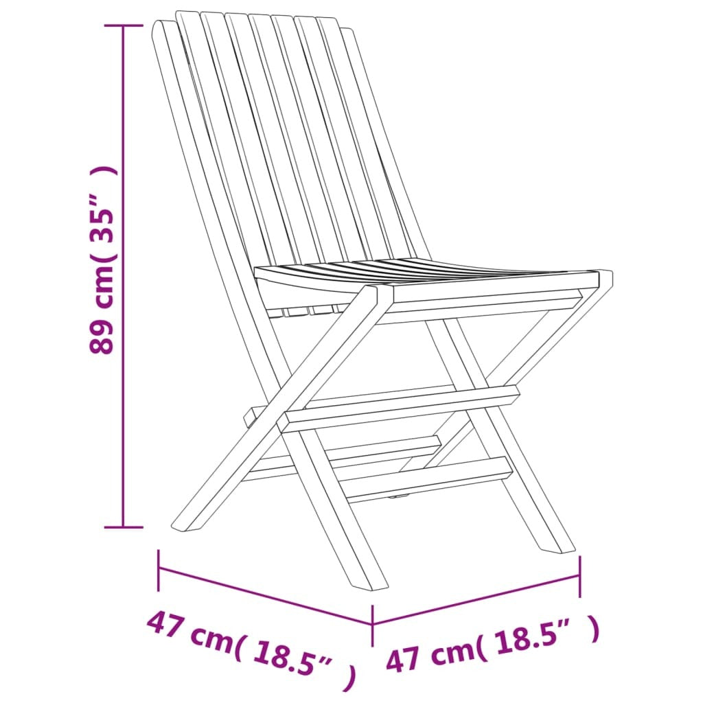 Folding Garden Chair Set of 4 Natural Wood Solid teak wood Medium