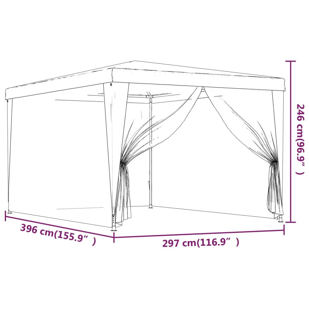 Blue 9.8x13.1 ft outdoor party tent with four mesh sidewalls by American Smart, ideal for outdoor gatherings.