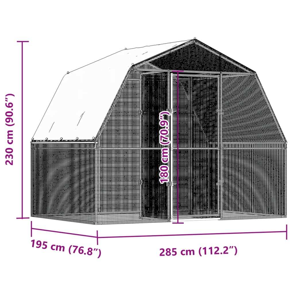 Silver galvanized steel chicken cage with roof and door, suitable for small animals, by American Smart.