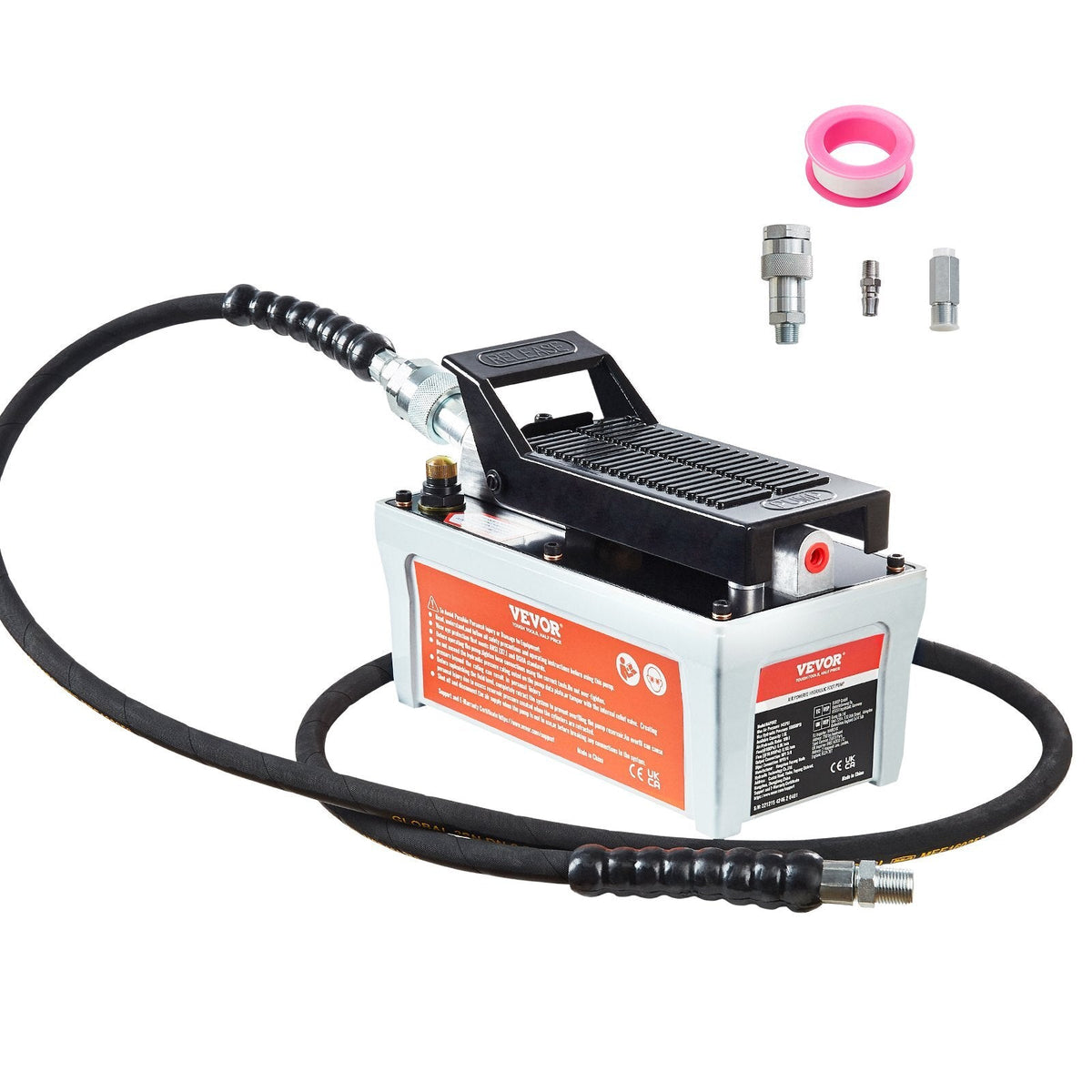 American Smart air hydraulic pump with 10,000 PSI, 1/2 gal reservoir, foot pedal, gray, for auto body and pulling applications.
