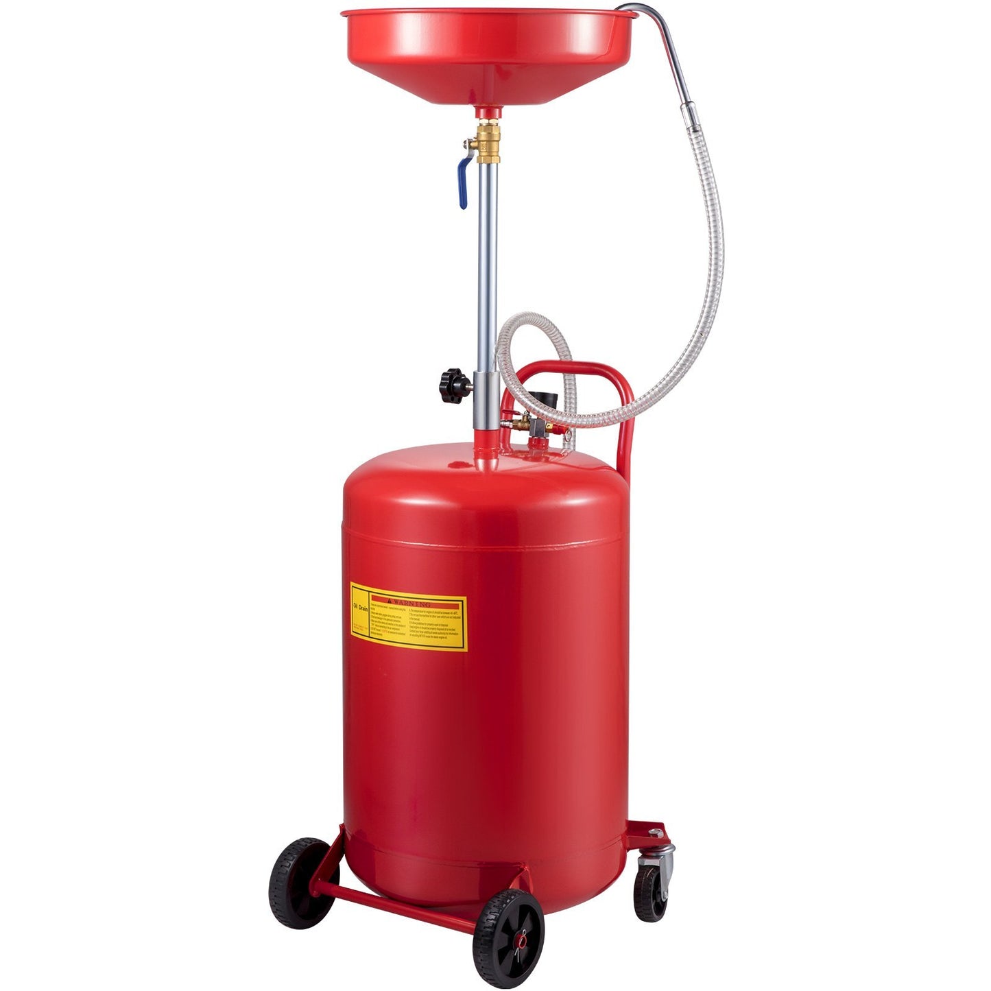American Smart 20-gallon portable waste oil drain tank with adjustable funnel, wheel for easy oil removal, fluid transfer equipment.