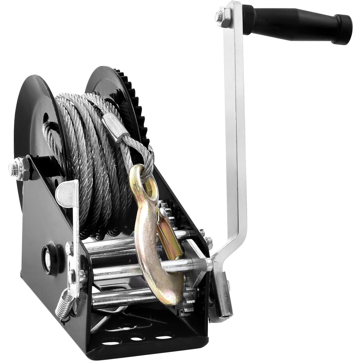 American Smart hand winch with 3500 lbs capacity, steel wire cable, two-way ratchet, suitable for boat trailers and ATV towing