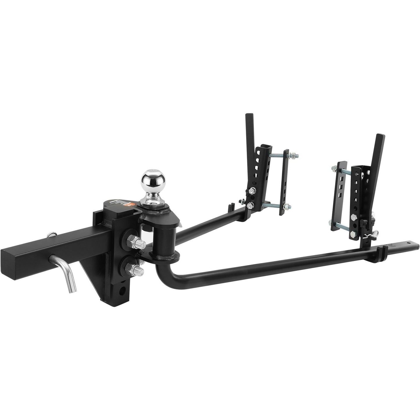 American Smart weight distribution hitch kit with sway control, solid steel shank, alloy steel ball, powder-coated black for trailers.