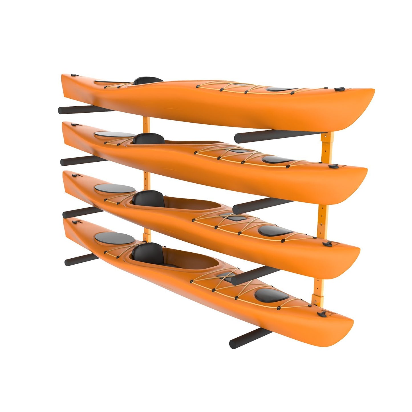 American Smart wall kayak storage rack with four padded hooks, suitable for kayaks, canoes, and paddle boards in garage or outdoor.