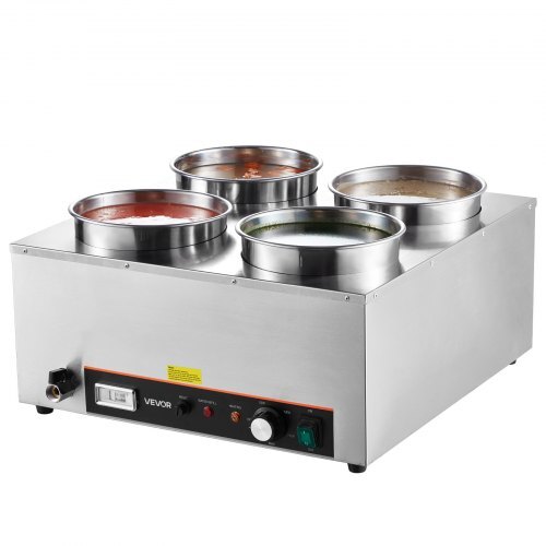 Electric food warmer by American Smart with four stainless steel pots, adjustable temperature, and anti-dry burn safety feature.