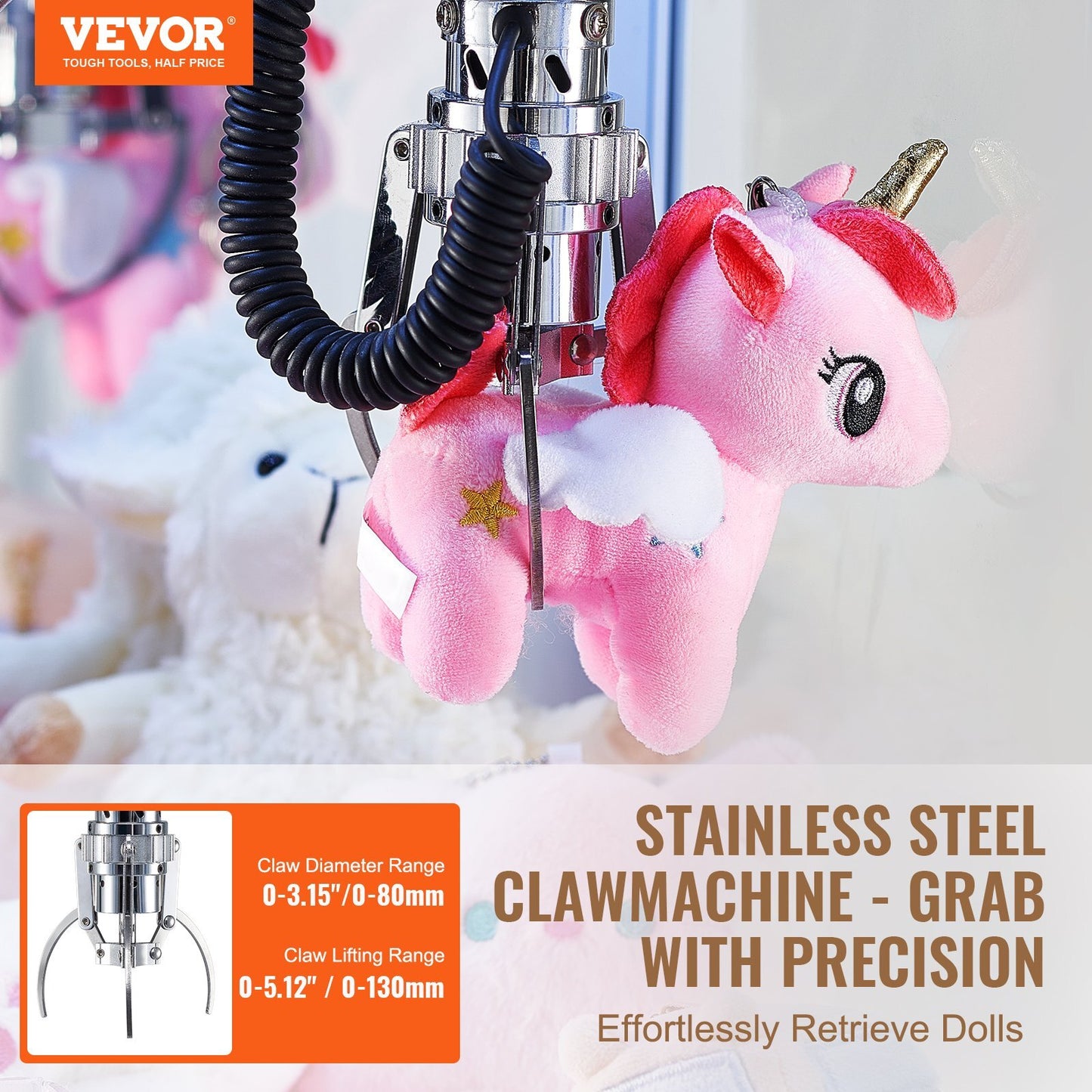 American Smart claw crane machine with lights and sound, featuring a 0-3 jaw diameter and 0-5 jaw lift for arcade prize grabbing.