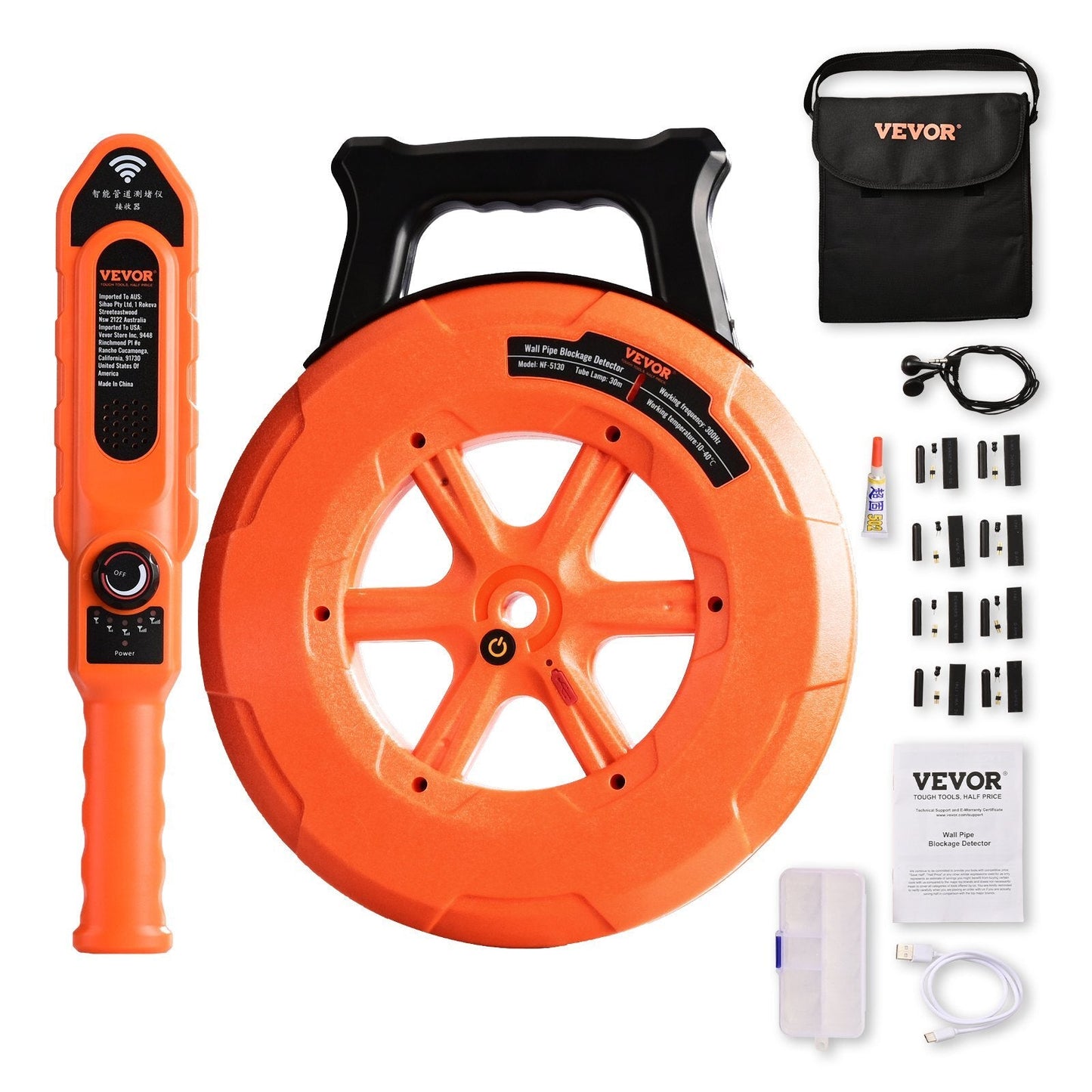 American Smart 100ft PVC pipe locator with waterproof design, adjustable sensitivity, for underground sewer and water pipe inspection.