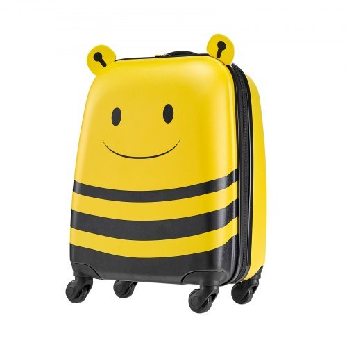 American Smart bee-themed kids luggage set with rolling suitcase, backpack, and U-shape pillow, suitable for travel and holidays.