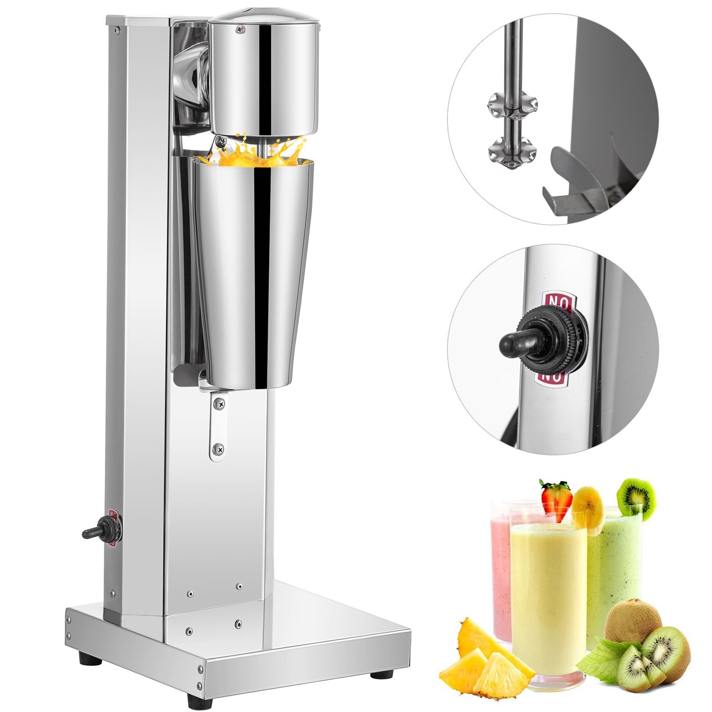 American Smart stainless steel electric milkshake maker with 180W power, 2-speed control, silver finish, and 800ml cup.