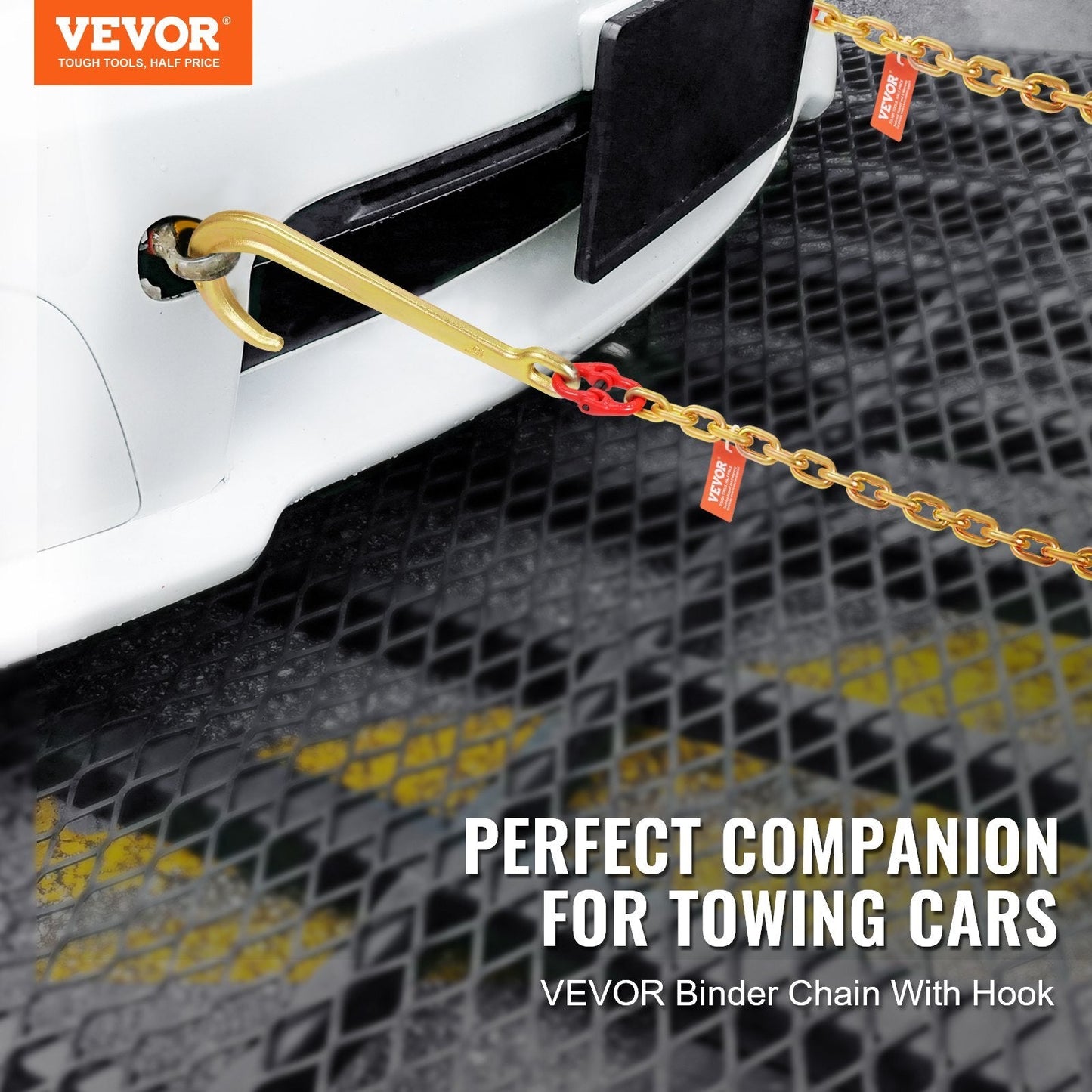 Two heavy-duty G80 5/16" J Hook chains with RTJ cluster and grab hooks, 6 feet long, for towing and recovery by American Smart.