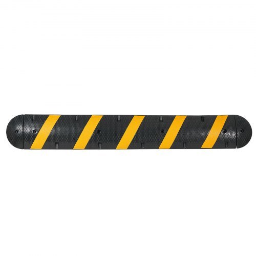 American Smart 6FT rubber speed bump with 2 channels, heavy-duty cable protector ramp for driveways and roads.