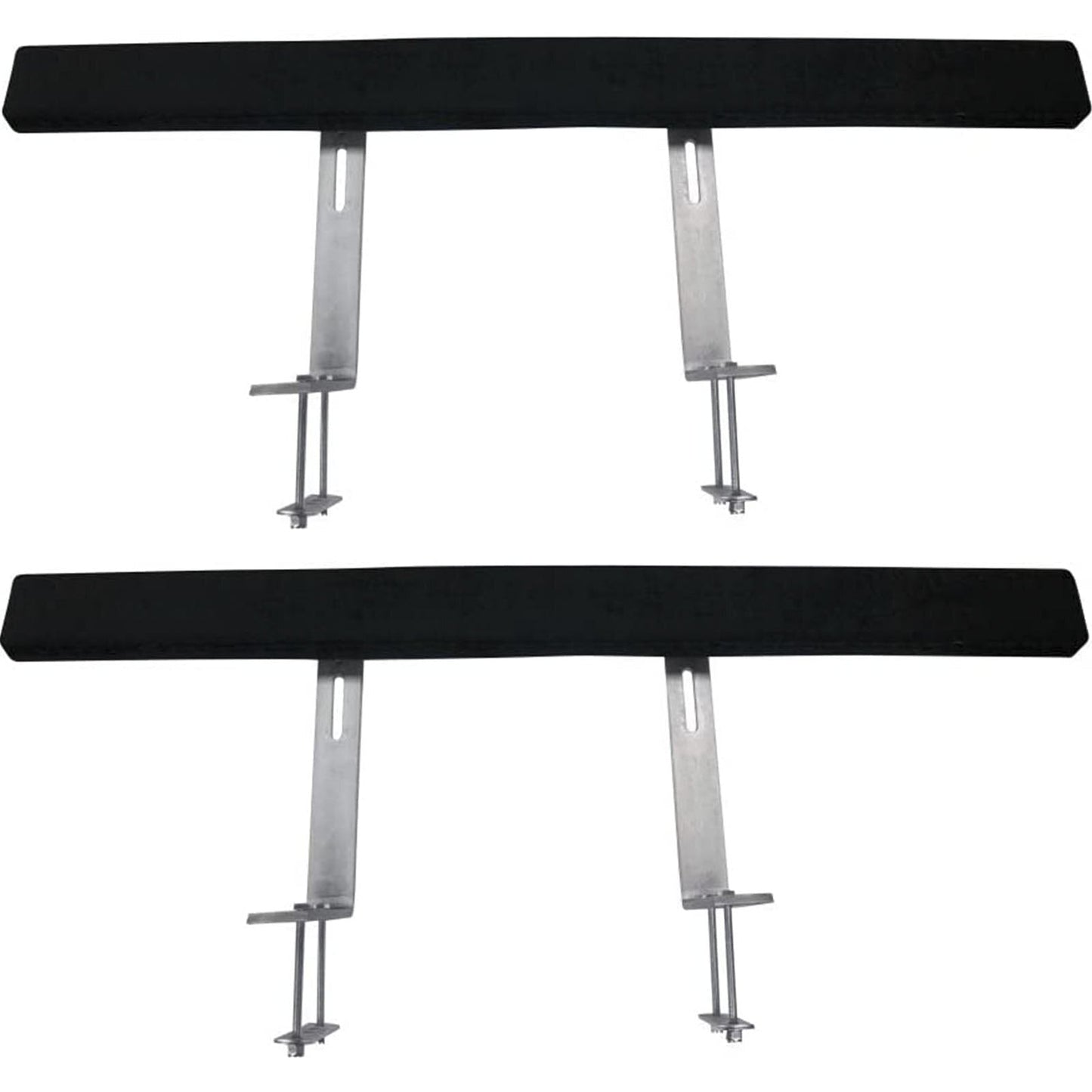 Pair of 48-inch rustproof steel boat trailer guide-ons with carpet-padded boards and mounting parts for ski, fishing, or sailboat trailers.