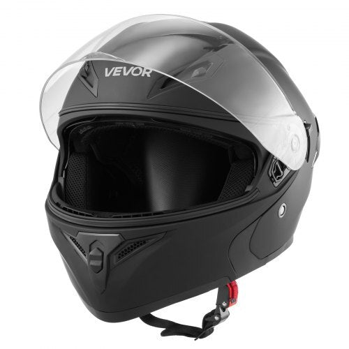 American Smart modular motorcycle helmet with large clear visor, matte black finish, DOT approved, includes detachable liner for men and women.