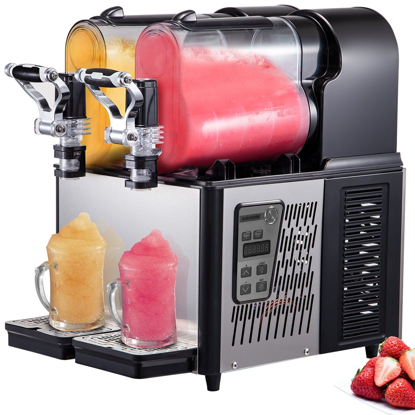 American Smart WB commercial slushy machine with two 3L stainless steel tanks for frozen drinks like margaritas and smoothies