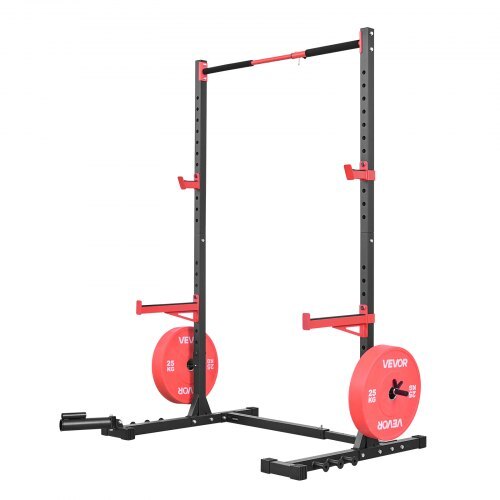 American Smart Power Cage Rack for home gym, adjustable squat rack with safety bars, band pegs, landmine attachment, and pull-up bar.