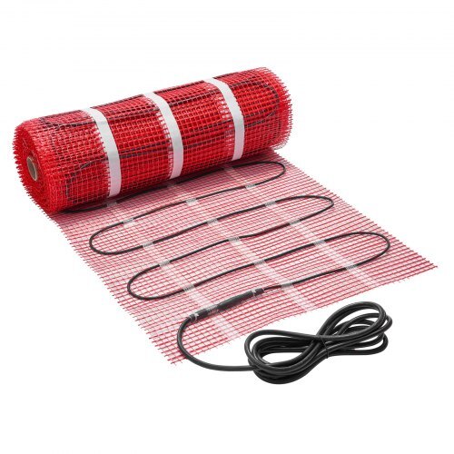 American Smart 70 sqft self-adhesive mesh electric radiant floor heating mat with smart thermostat for tile, stone, or vinyl flooring.