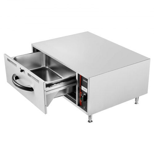 American Smart stainless steel commercial warming drawer for food, single-drawer design, ideal for restaurants, hotels, and bakeries.