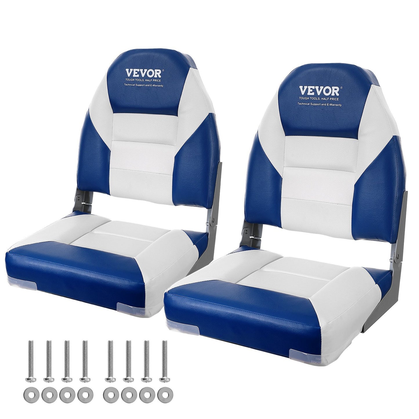 Boat Seats, 21.85" High Back Boat Seat, Folding Boat Chair with Thickened Sponge Padding and Hinge, Fold-Down Boat Captain Chairs for Fishing Boat, Sightseeing Boat, Speedboat, Canoe, 2-Pack - American Smart