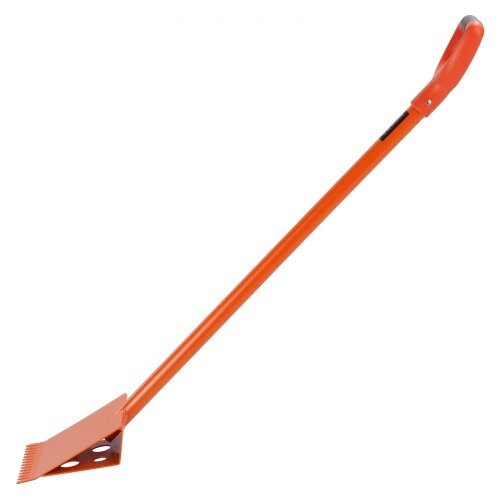 American Smart D-Grip shingle shovel with orange handle, high hardness steel, lightweight roofing tool for tearing off shingles and nails.