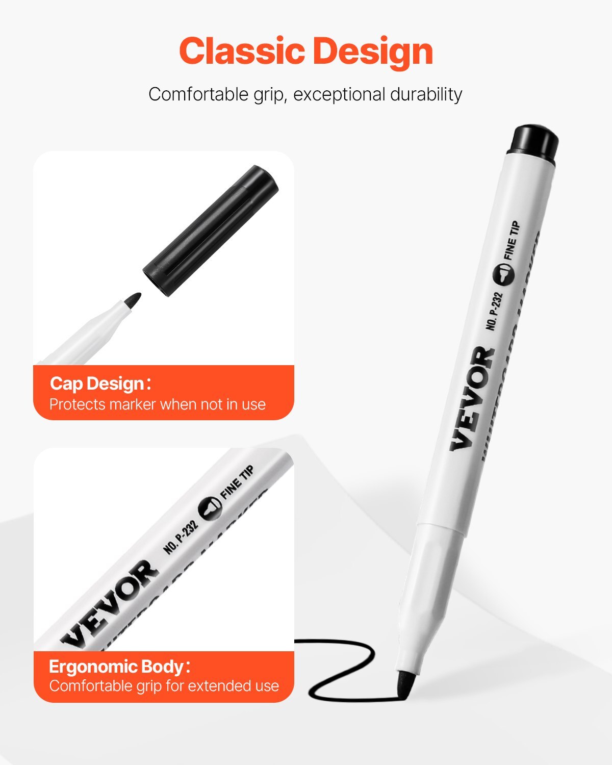 Black Dry Erase Markers, 36 Pack Low-Odor Whiteboard Markers, Fine Point Whiteboard Markers, Easily Clean Dry Erase Markers Bulk for School Office Home - American Smart