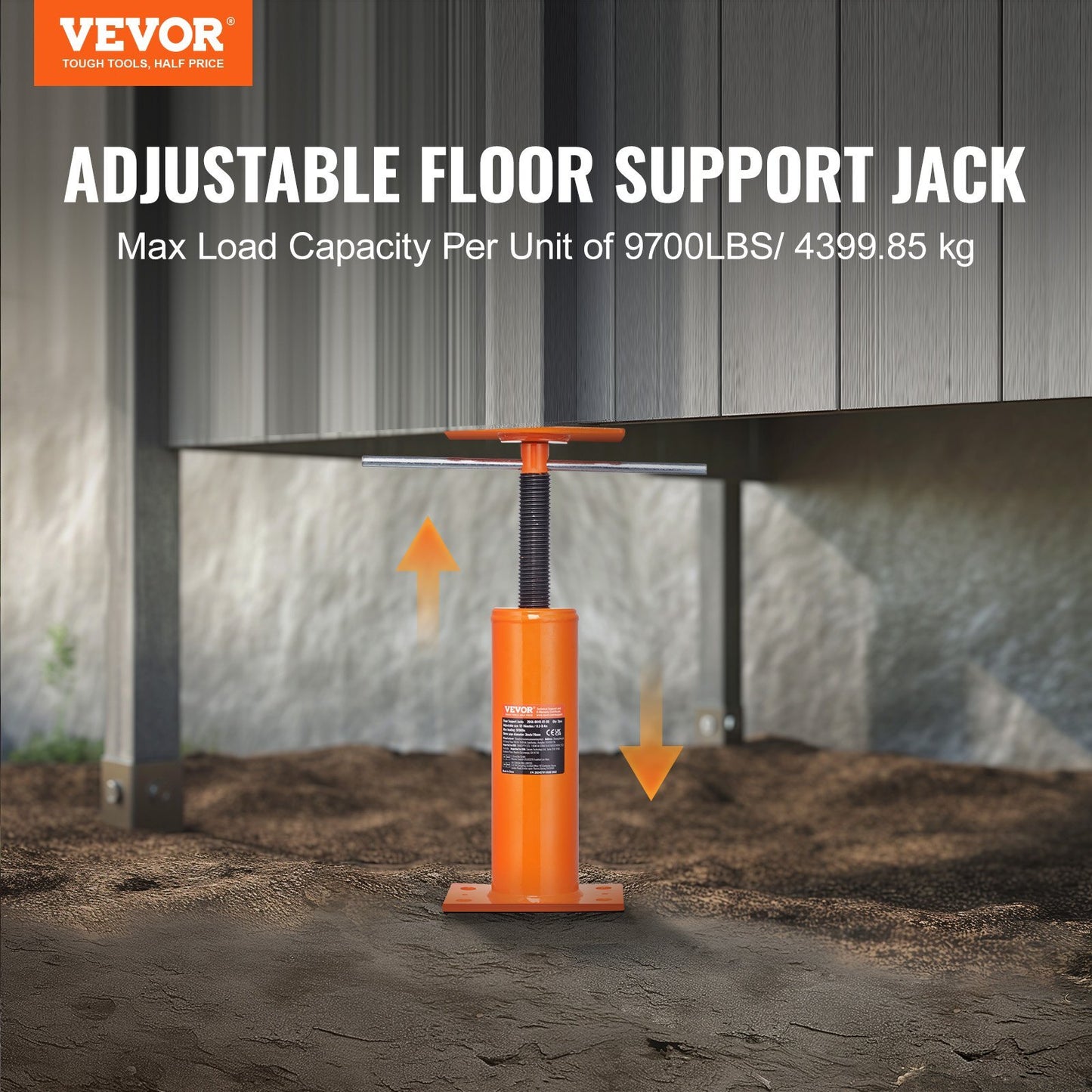 American Smart steel house floor jack post, adjustable 12-16 inch height, 9700 lbs capacity for basement leveling and temporary support.