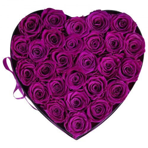 Purple preserved roses in a heart-shaped box, artificial flowers from American Smart, perfect for romantic occasions and gifts