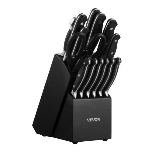 American Smart 15-piece kitchen knife set with wooden block, sharpener, and high carbon stainless steel cutlery for home cooking.