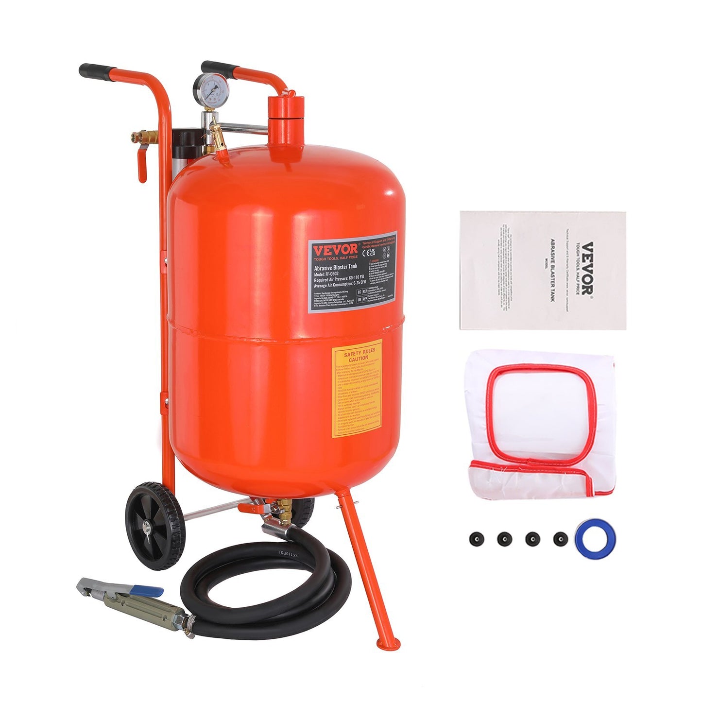 American Smart 20 Gallon Sand Blaster with ceramic nozzles, oil-water separator, portable high-pressure abrasive blasting tank.