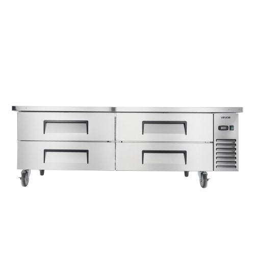 American Smart 72-inch commercial chef base refrigerator with four drawers, stainless steel construction, and invisible door handle.