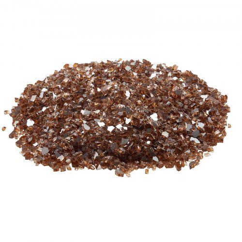 American Smart fire glass, 10 lbs high-temperature resistant reflective copper fireplace rocks, 1/4-inch firepit glass for fire pits and landscaping