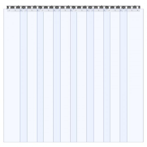 Clear PVC strip curtain set from American Smart, 84 inches tall, 48 inches wide, 0.08-inch thick, for warehouse and freezer doors.