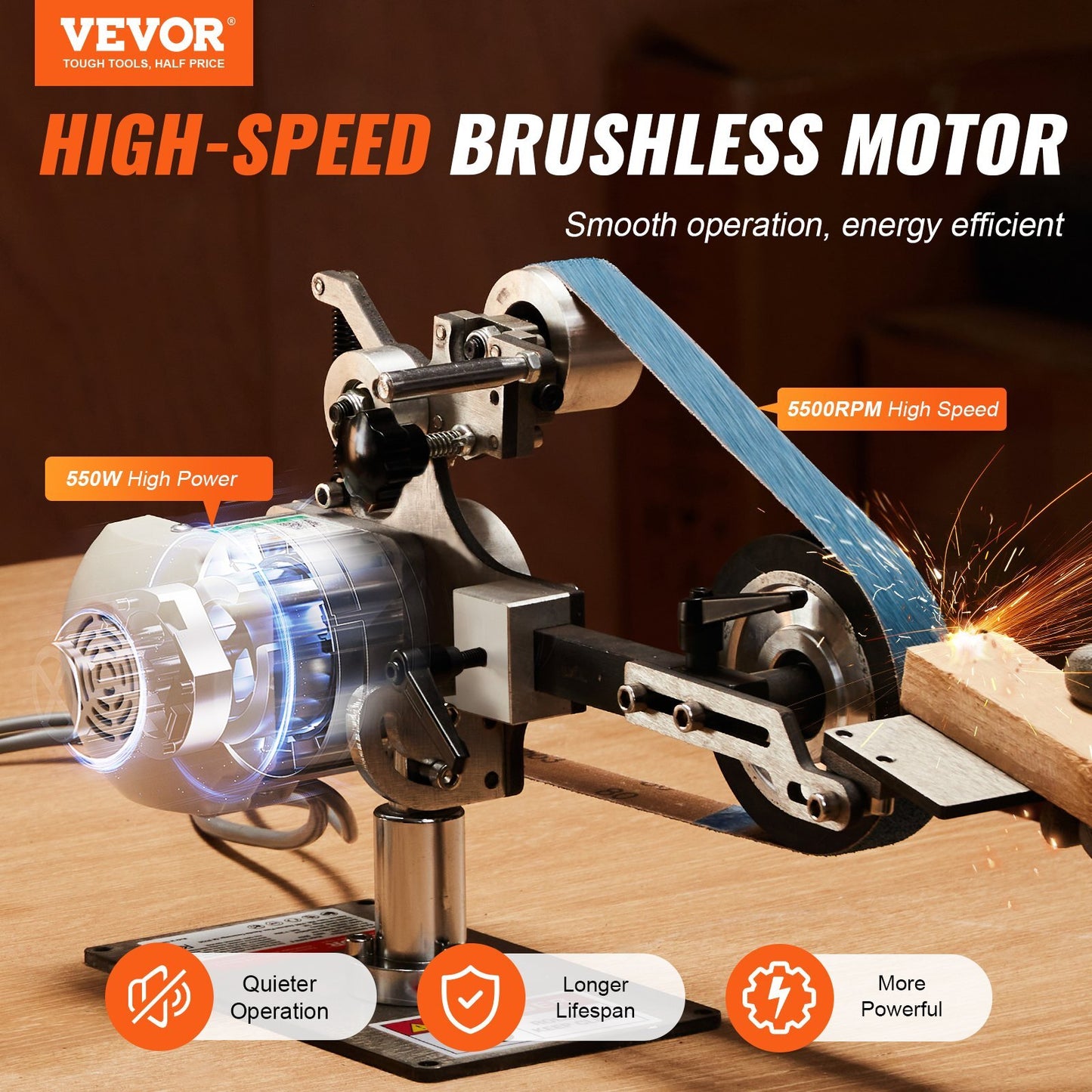 American Smart belt grinder sander with 30x1-inch belt, variable speed, polishing grinding machine, includes sanding belts and moulds.