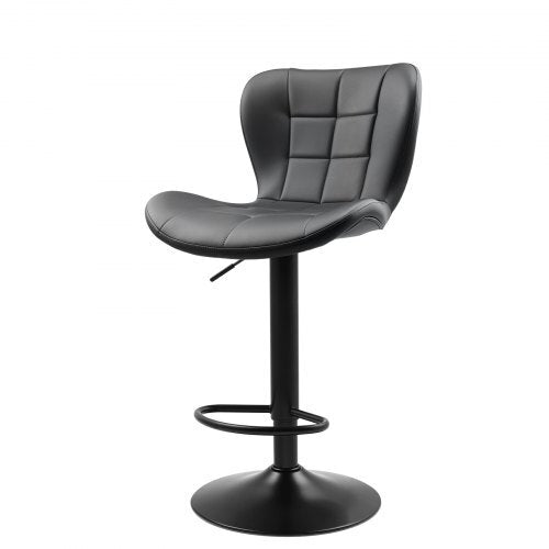 Set of 2 American Smart black modern PU leather bar stools with swivel, backrest, footrest, and height adjustment for kitchen or dining.