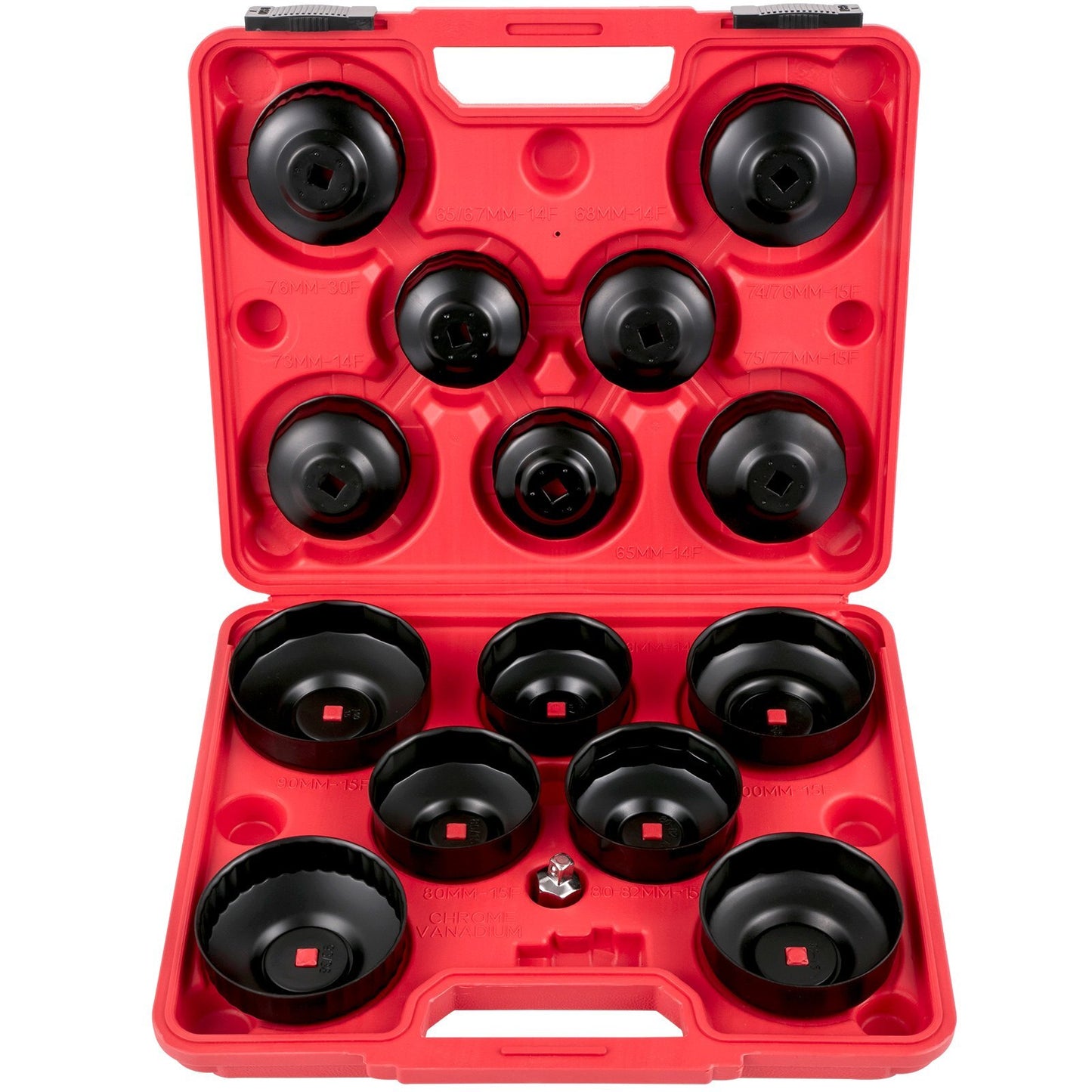 American Smart 14-piece oil filter socket set with sturdy steel, 3/8 inch low profile wrenches for easy oil filter removal.
