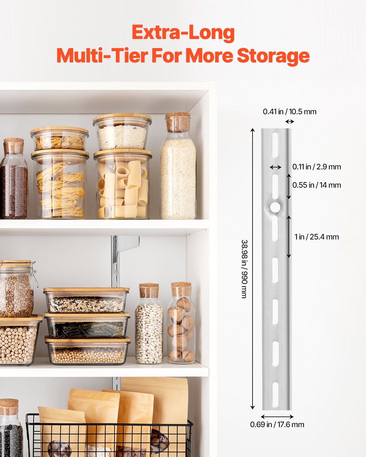 Silver 39-inch shelf pilaster support system by American Smart, 10-pack with screws for wall-mounted cabinet and closet storage.