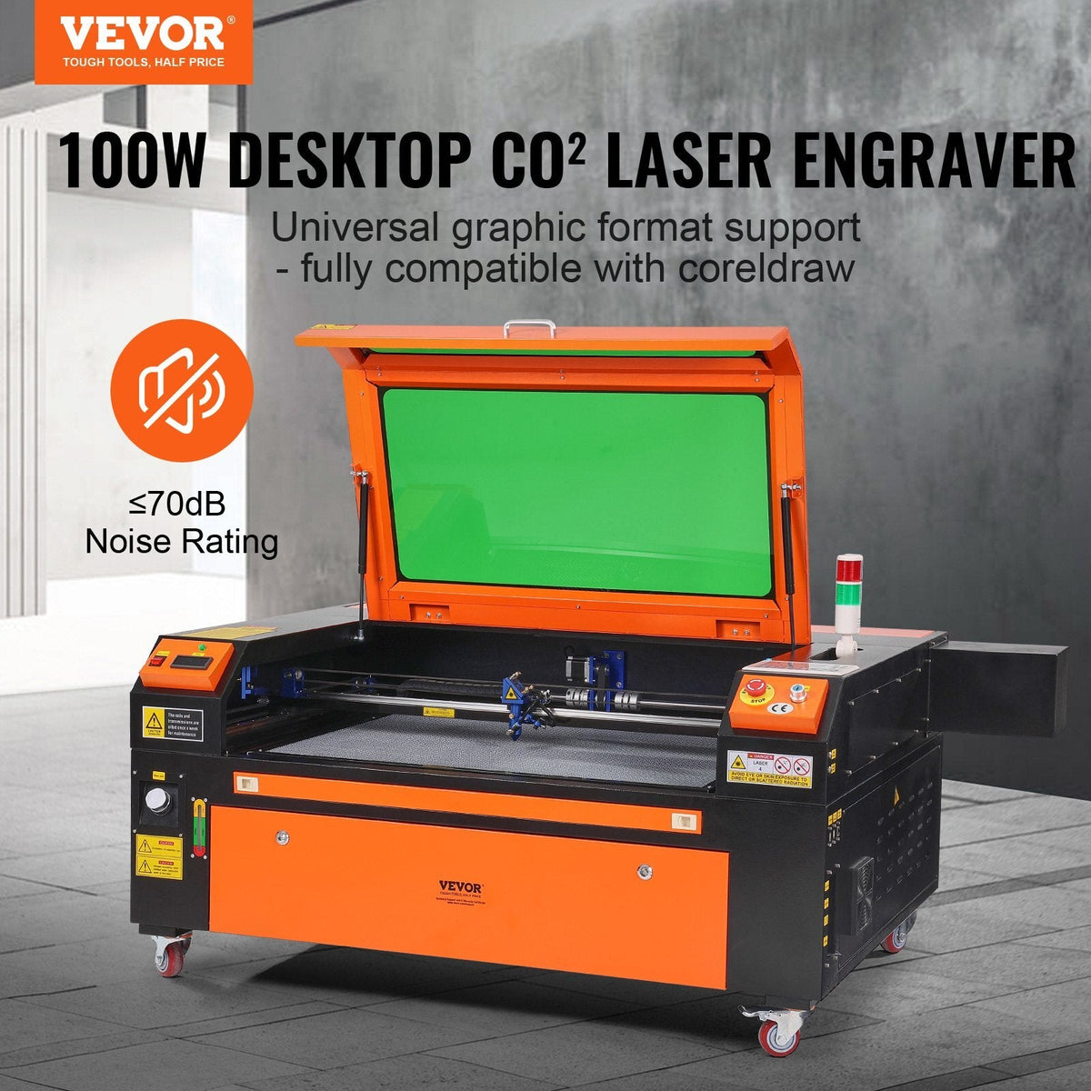 American Smart 100W CO2 laser engraver and cutter, 24x35 inch, with air assist for wood, acrylic, fabric, compatible with design software.