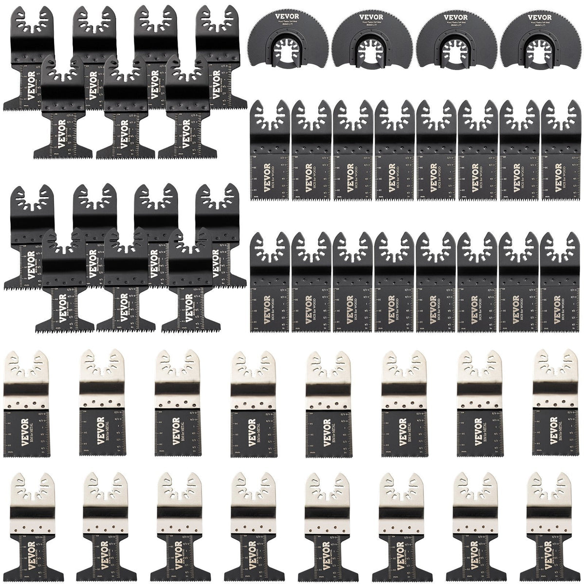 50 PCS American Smart oscillating saw blades kit with quick release, compatible with Dewalt, Dremel, Bosch, Makita, Milwaukee for wood, metal, plastic