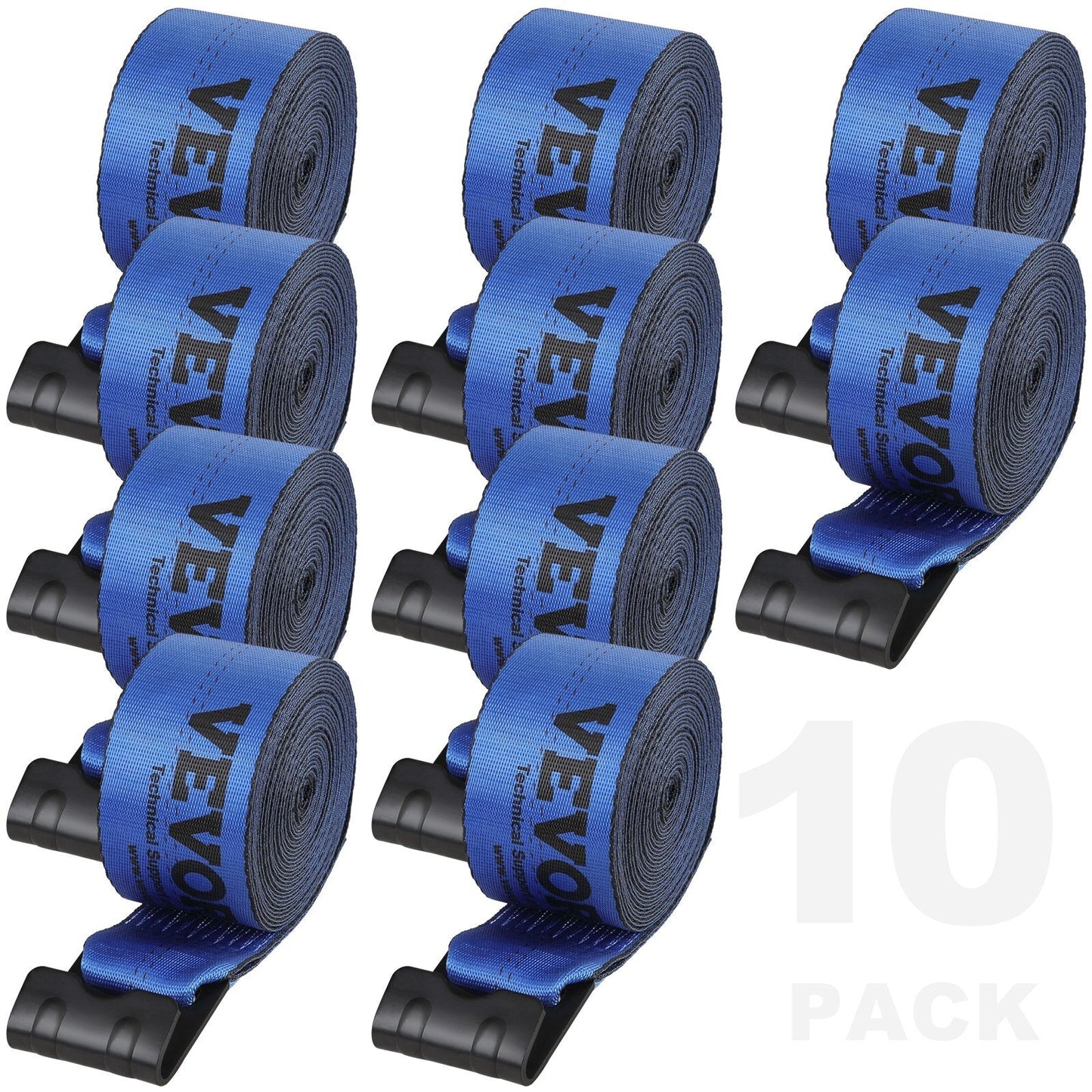 Blue 4-inch x 30-foot American Smart winch straps with flat hooks, 6000 lbs load capacity, for truck, trailer, or cargo tie-downs.