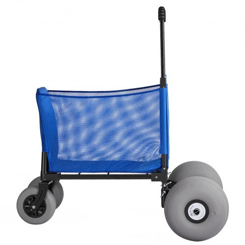 American Smart beach cart with large 12-inch balloon wheels, foldable design, adjustable height, and storage bag for outdoor activities.