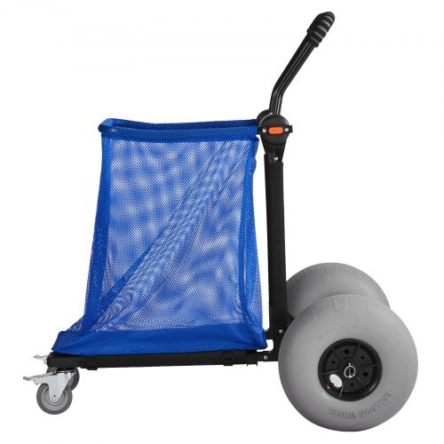 American Smart beach cart with large 12-inch balloon wheels, heavy-duty foldable design, adjustable handle, and storage bag.