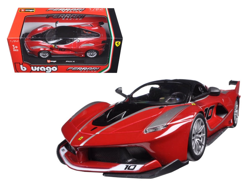 Red Ferrari Racing FXX-K #10 diecast model car by Bburago, detailed 1/24 scale Ferrari model from American Smart - WB.