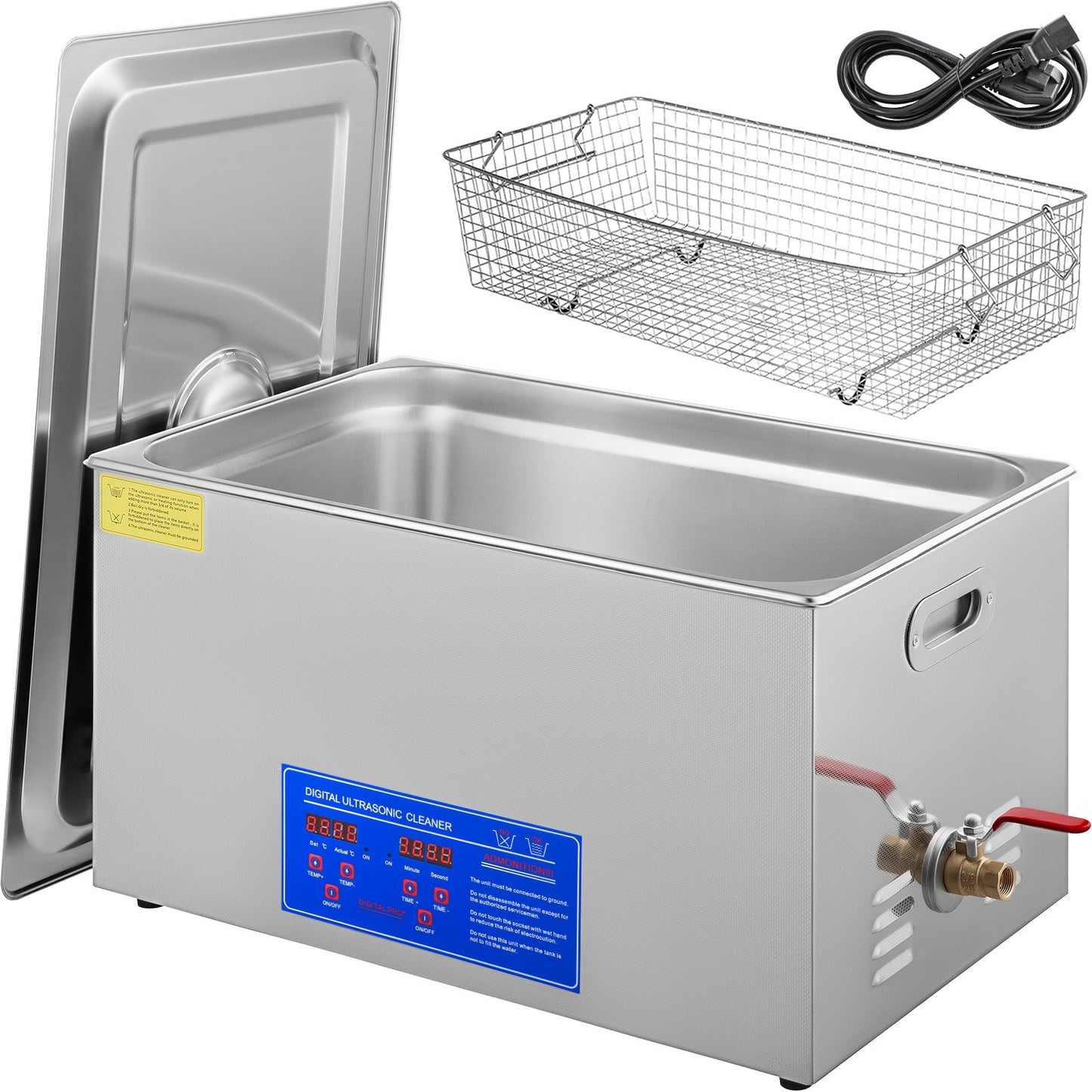 American Smart WB 30L ultrasonic jewelry cleaner with digital timer and heater, stainless steel industrial sonic cleaner for glasses and rings.